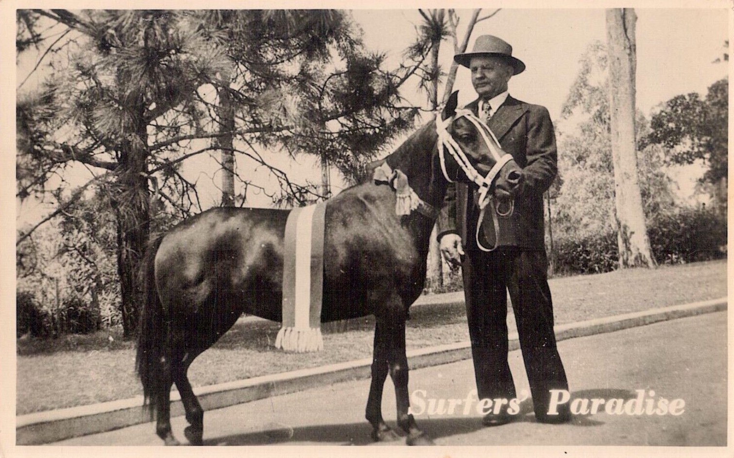 A man stands with a pony at Surfers Paradise, illustrating the power of asking good questions.